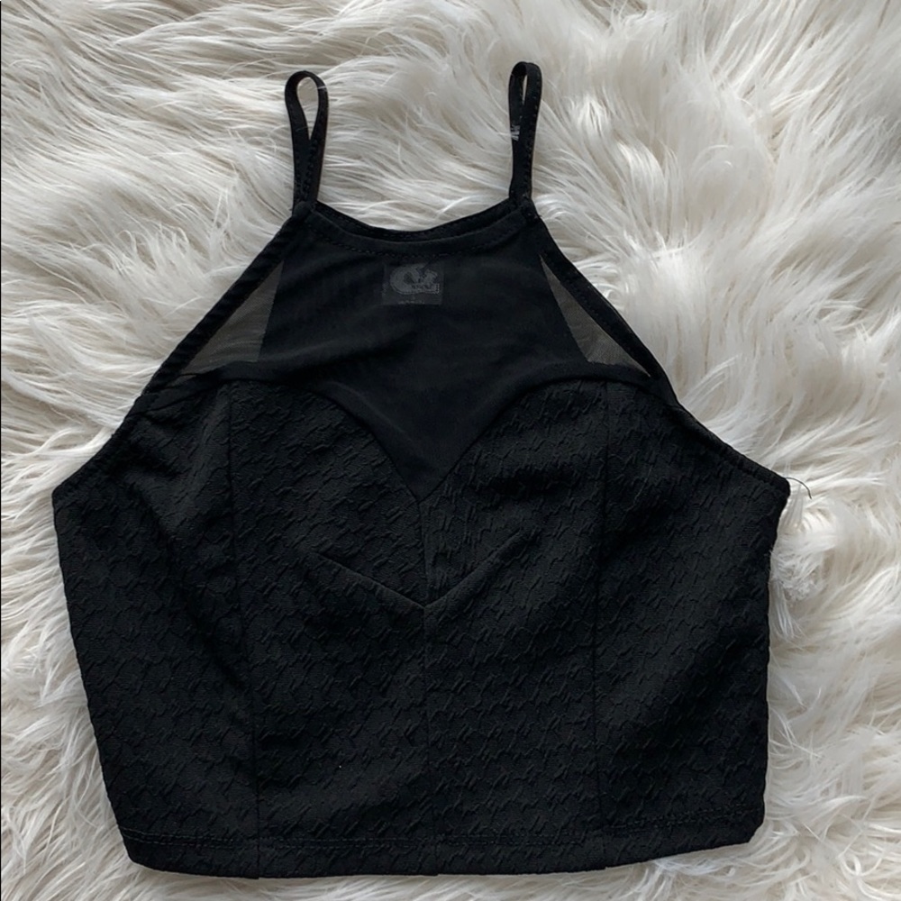 Small Black Sweetheart Halter Crop Top